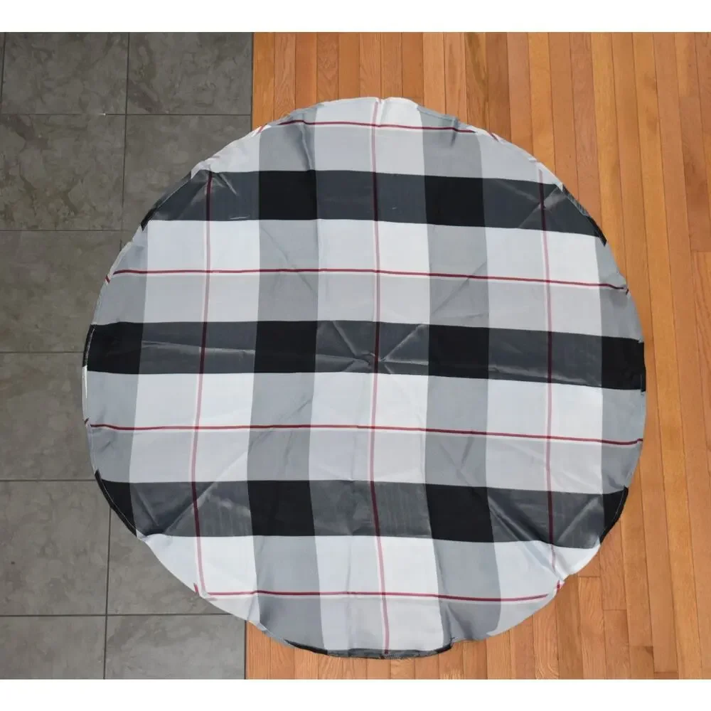 Buffalo Plaid Black & White Check Round Tablecloth Waterproof Stain Resist NEW
